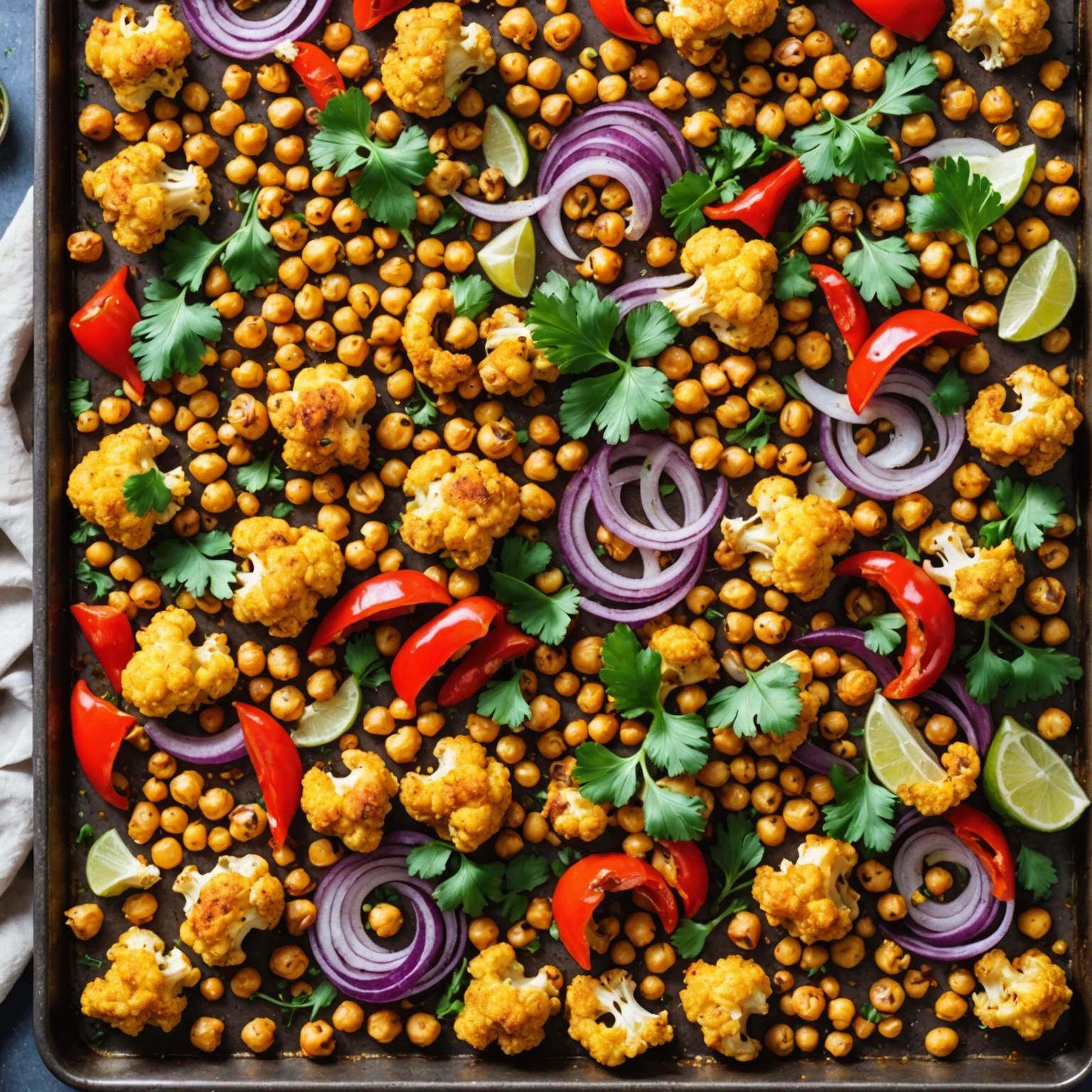 Seasonal Roasted Cauliflower and Chickpea Sheet Pan Dinner