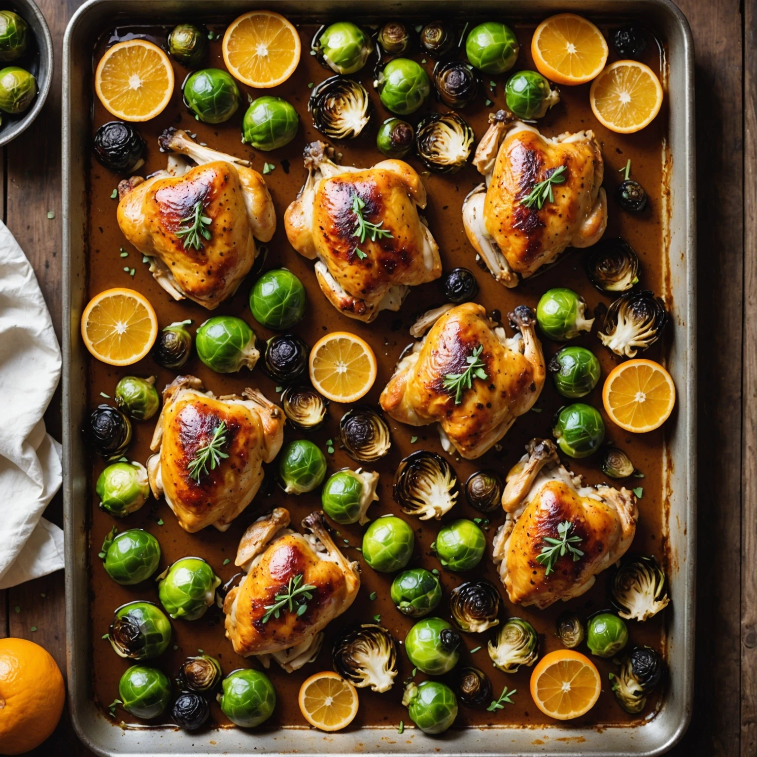 Light and Zesty Sheet Pan Citrus Glazed Chicken with Brussels Sprouts