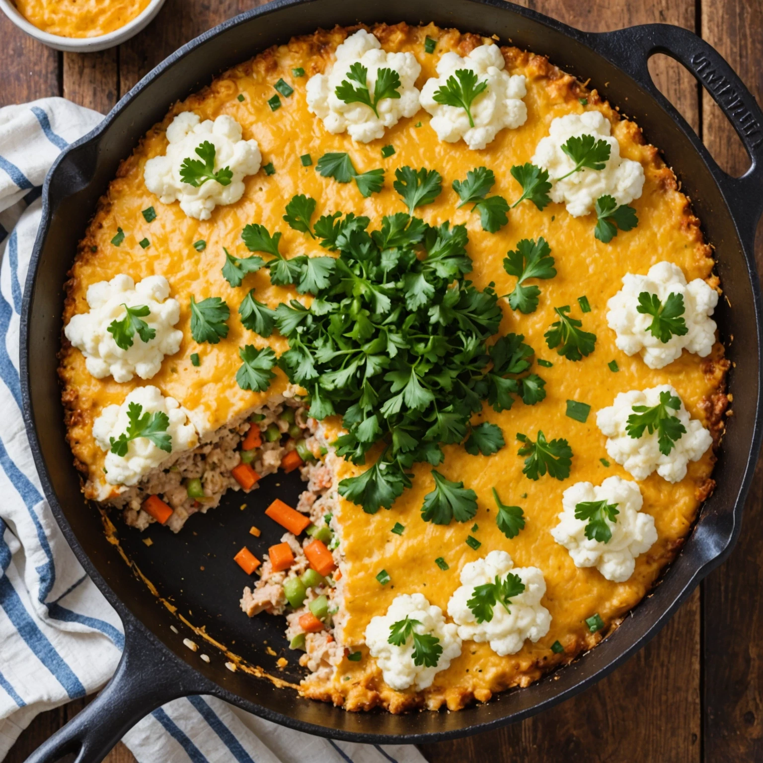 One-Pot Low-Carb Cauliflower and Turkey Shepherd's Pie