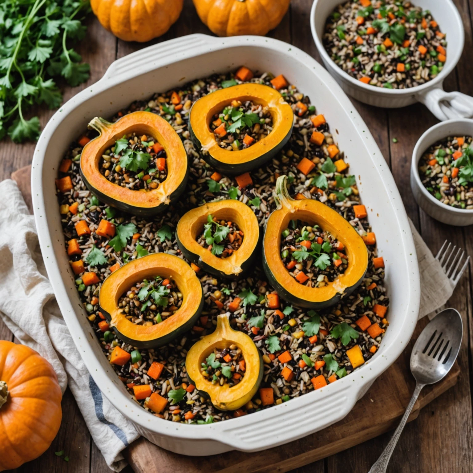 Vegan Lentil and Wild Rice Stuffed Acorn Squash