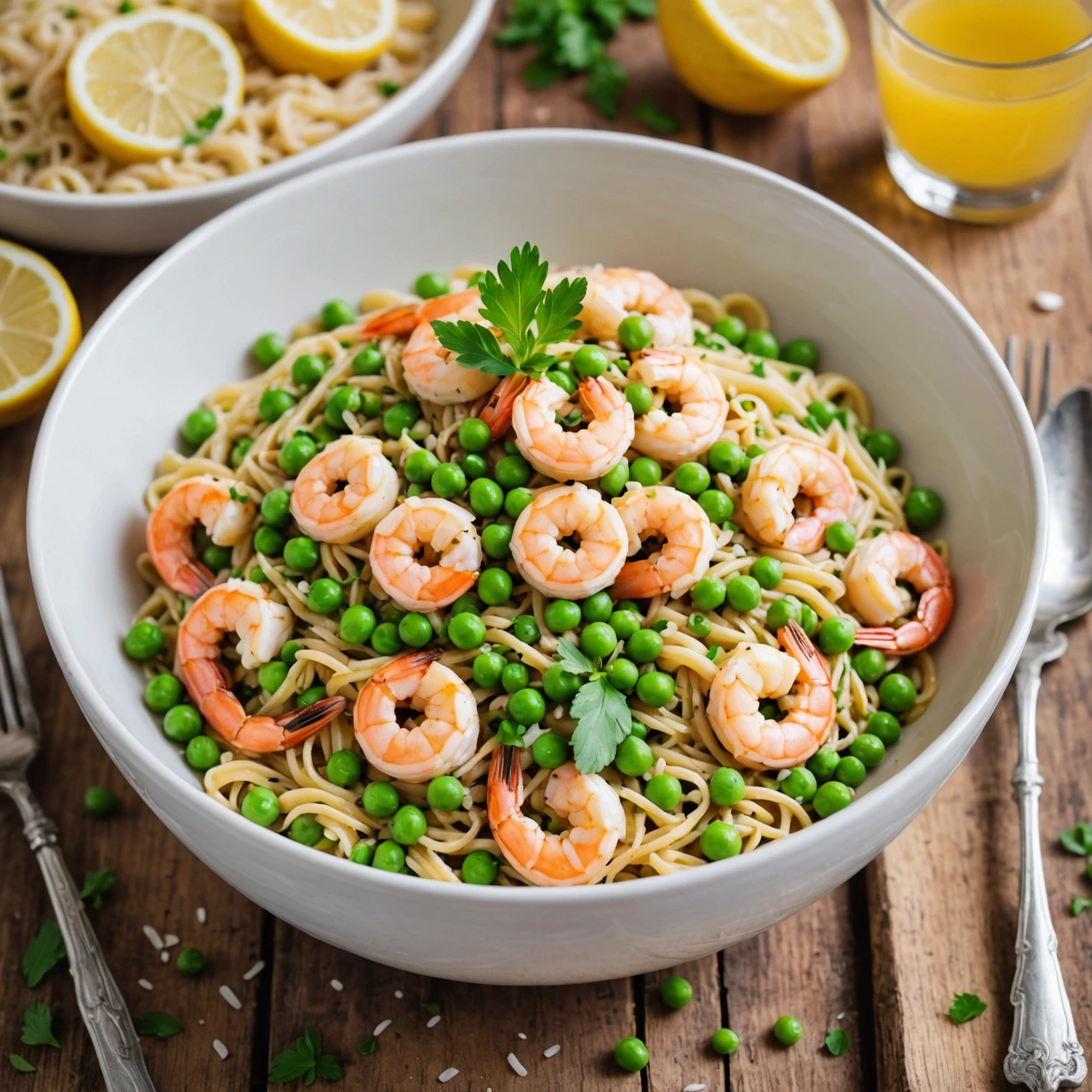 One-Pot Lemon Garlic Prawn and Pea Orzo