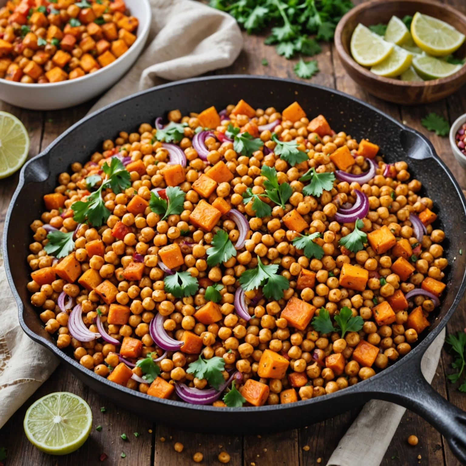One-Pan Spiced Chickpea and Sweet Potato Hash