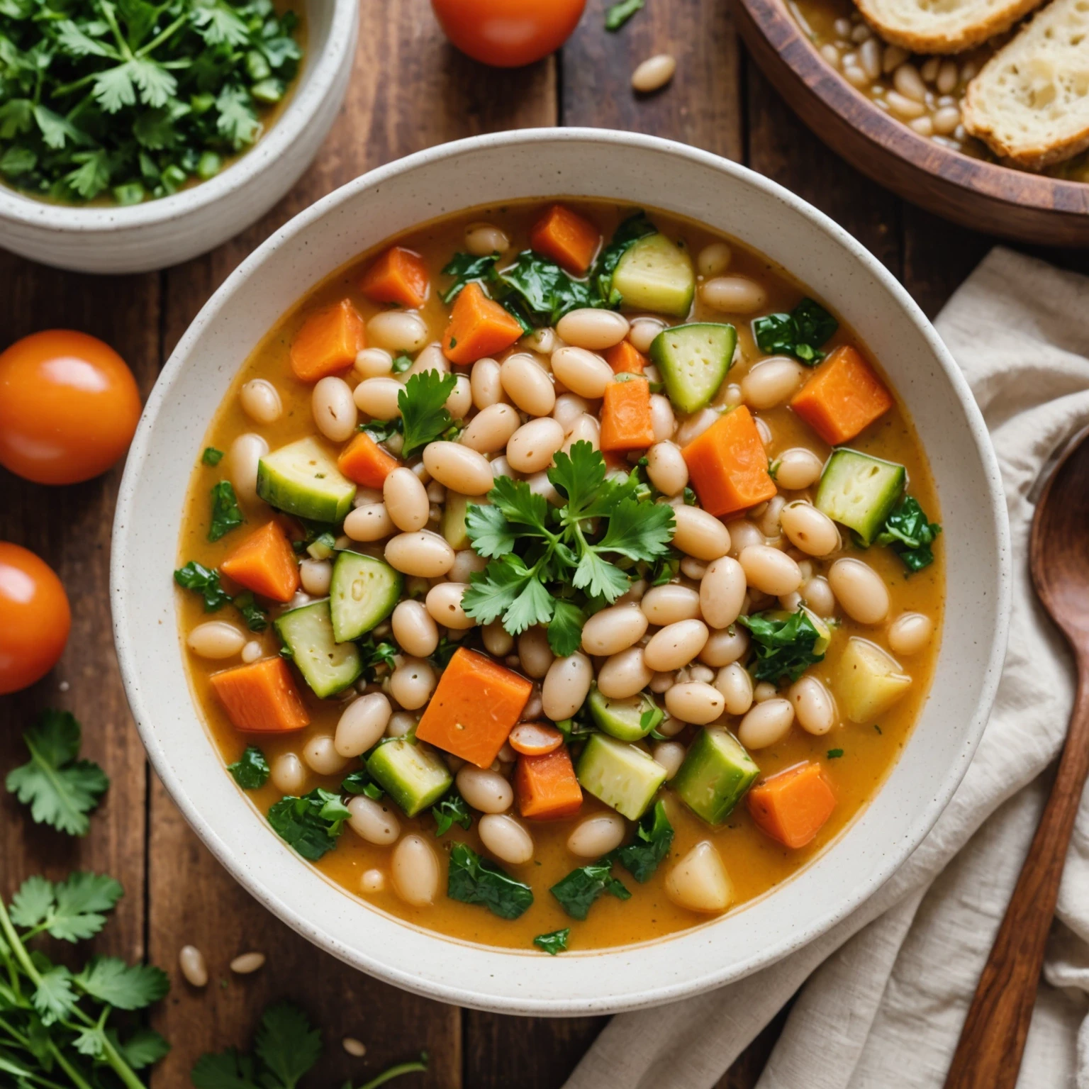 Slow Cooker Rustic White Bean and Vegetable Soup