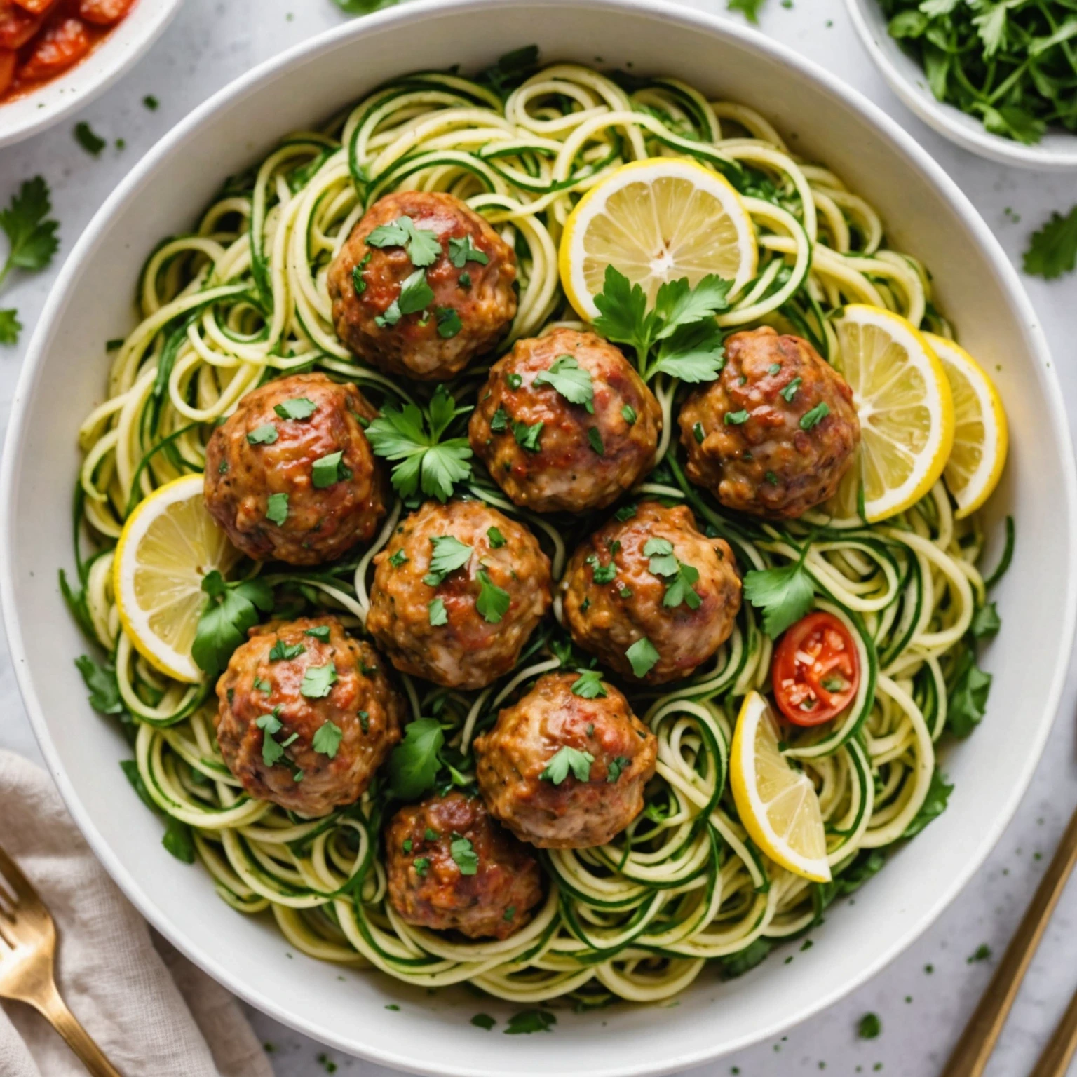 Instant Pot Lemon Garlic Turkey Meatballs with Zucchini Noodles