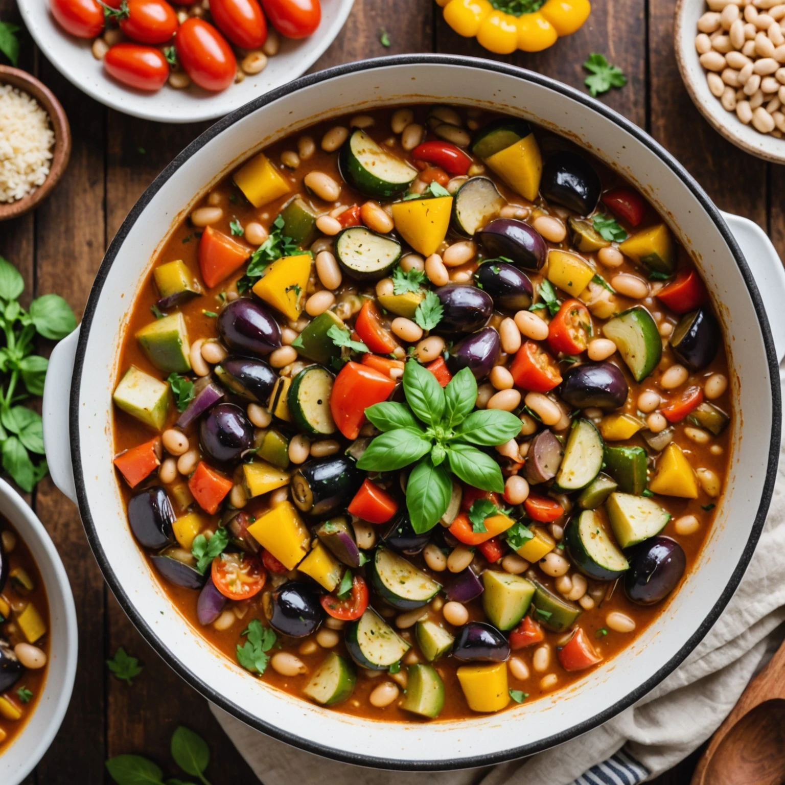 Slow Cooker Rustic Ratatouille with White Beans