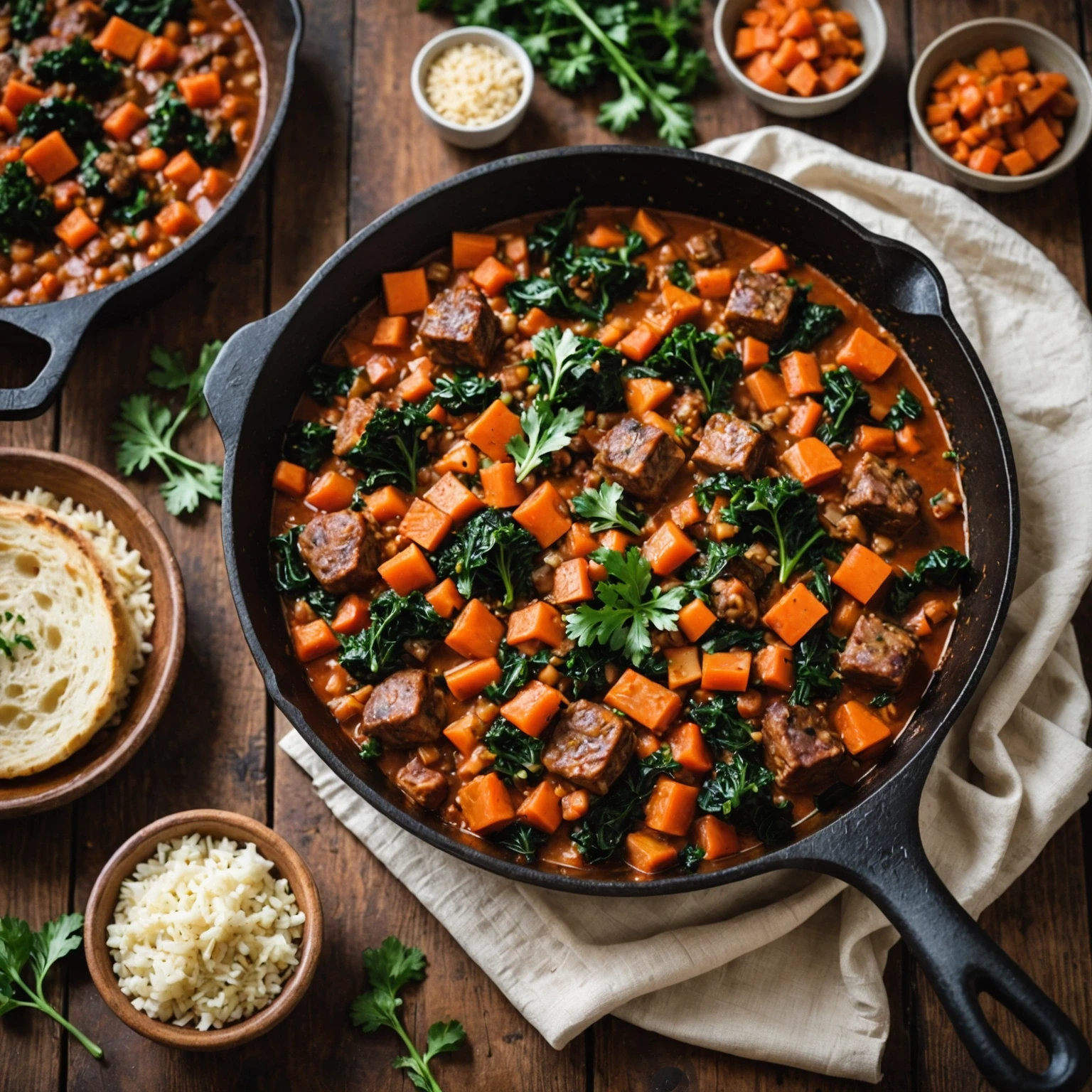 Hearty Skillet Sausage and Kale Stew