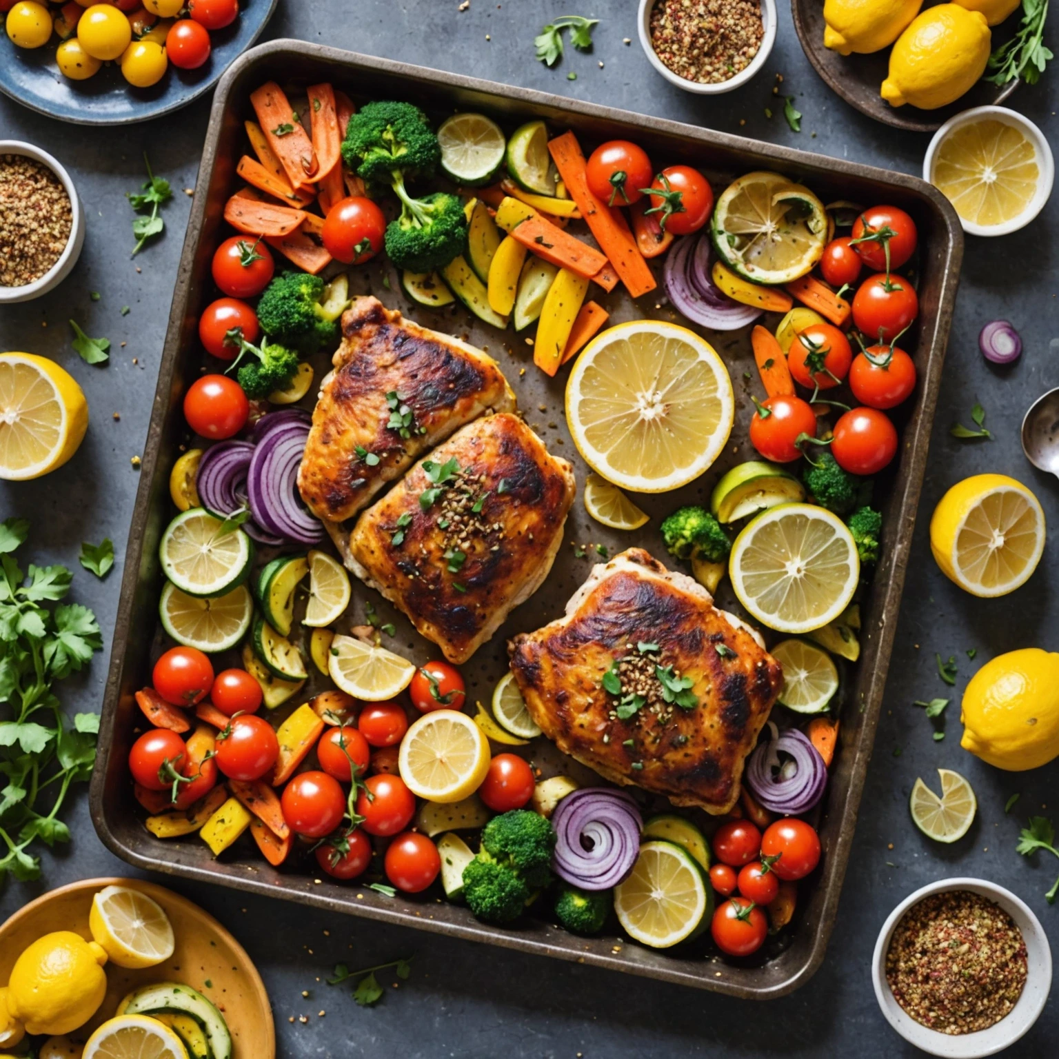 Sheet Pan Za’atar Chicken and Roasted Vegetable Traybake