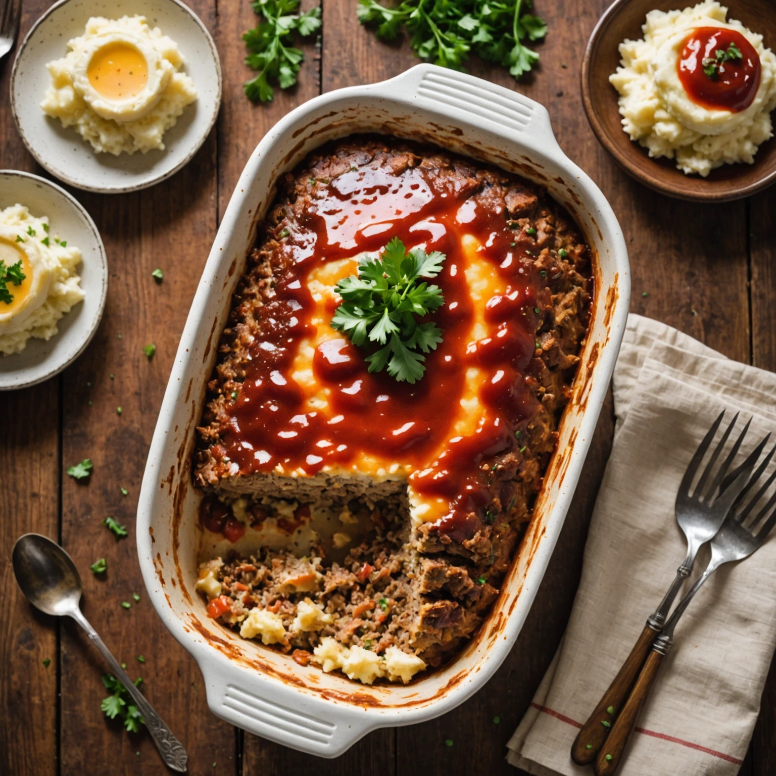Classic American Meatloaf Casserole with Mashed Potatoes