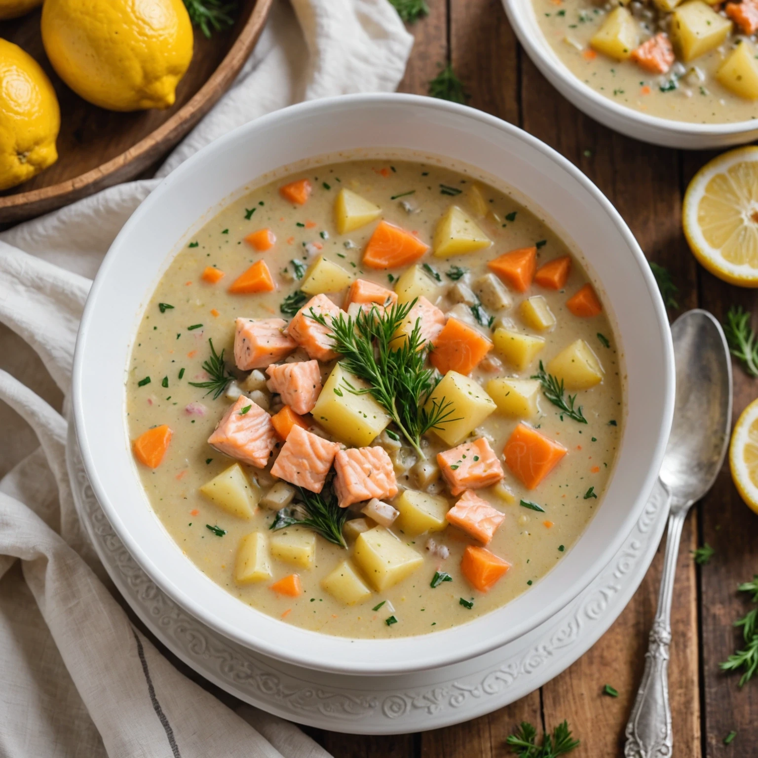 Slow Cooker Lemon Dill Salmon Chowder