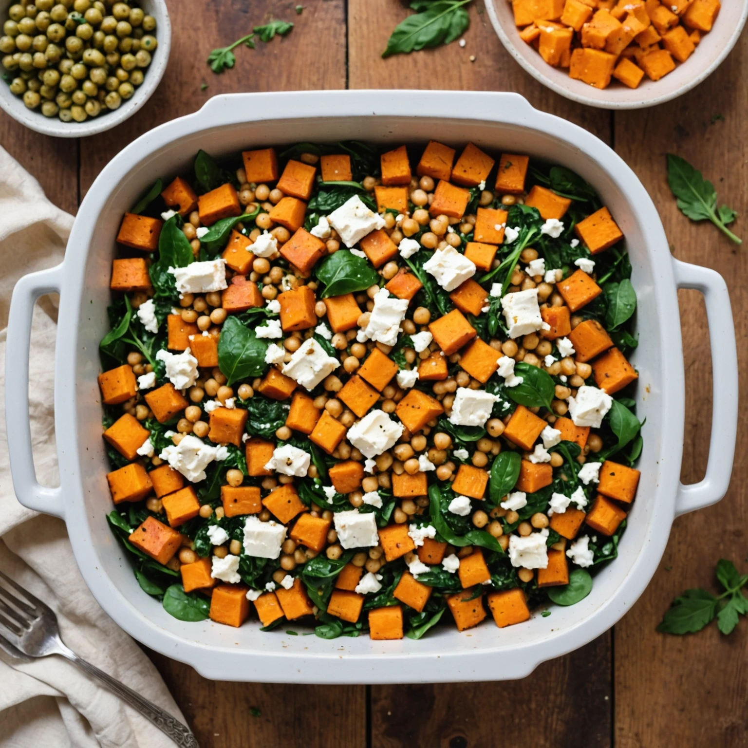 Hearty Chickpea and Spinach Stuffed Sweet Potato Bake