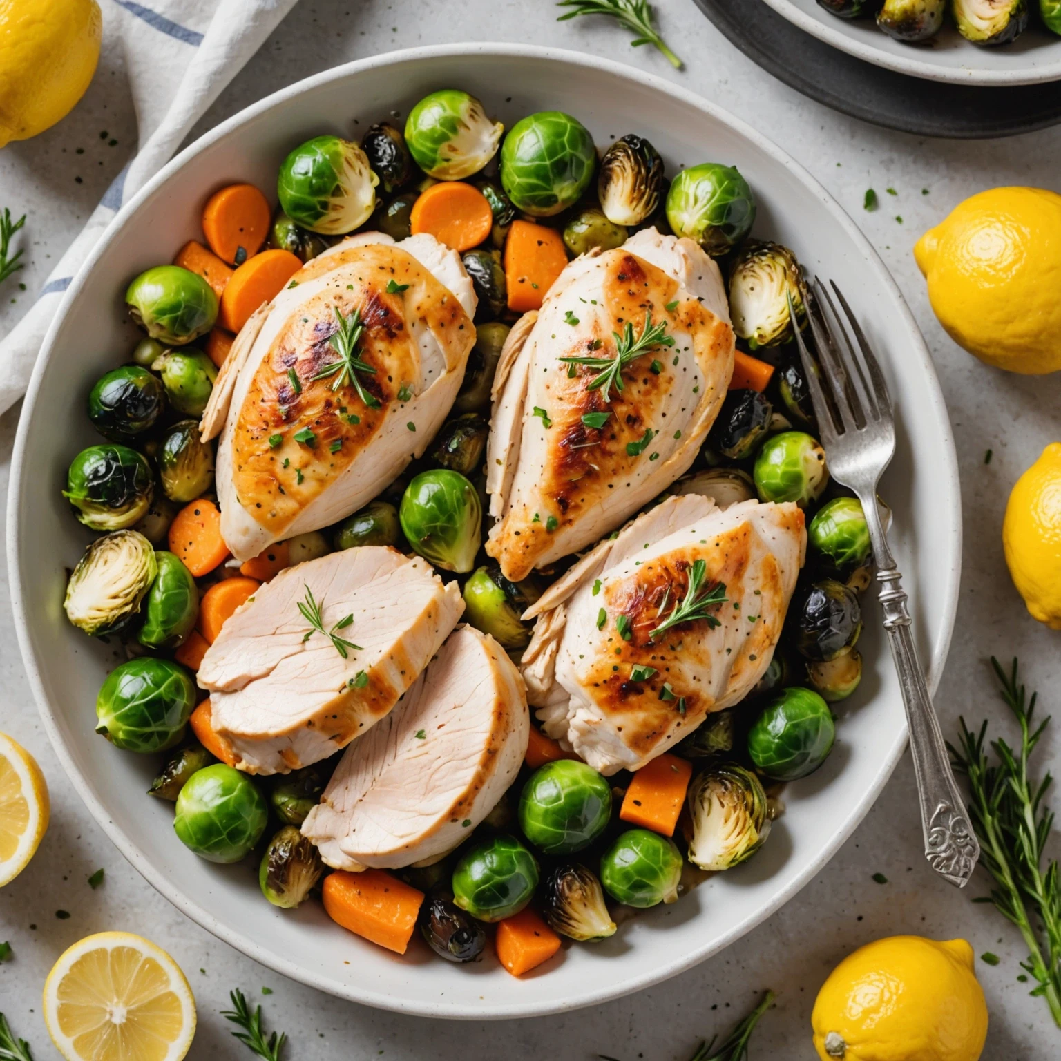 Instant Pot Lemon Rosemary Turkey with Brussels Sprouts and Carrots