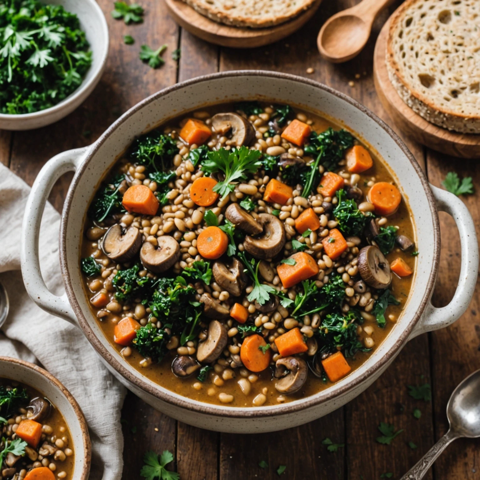 Hearty Vegan Mushroom and Barley Stew