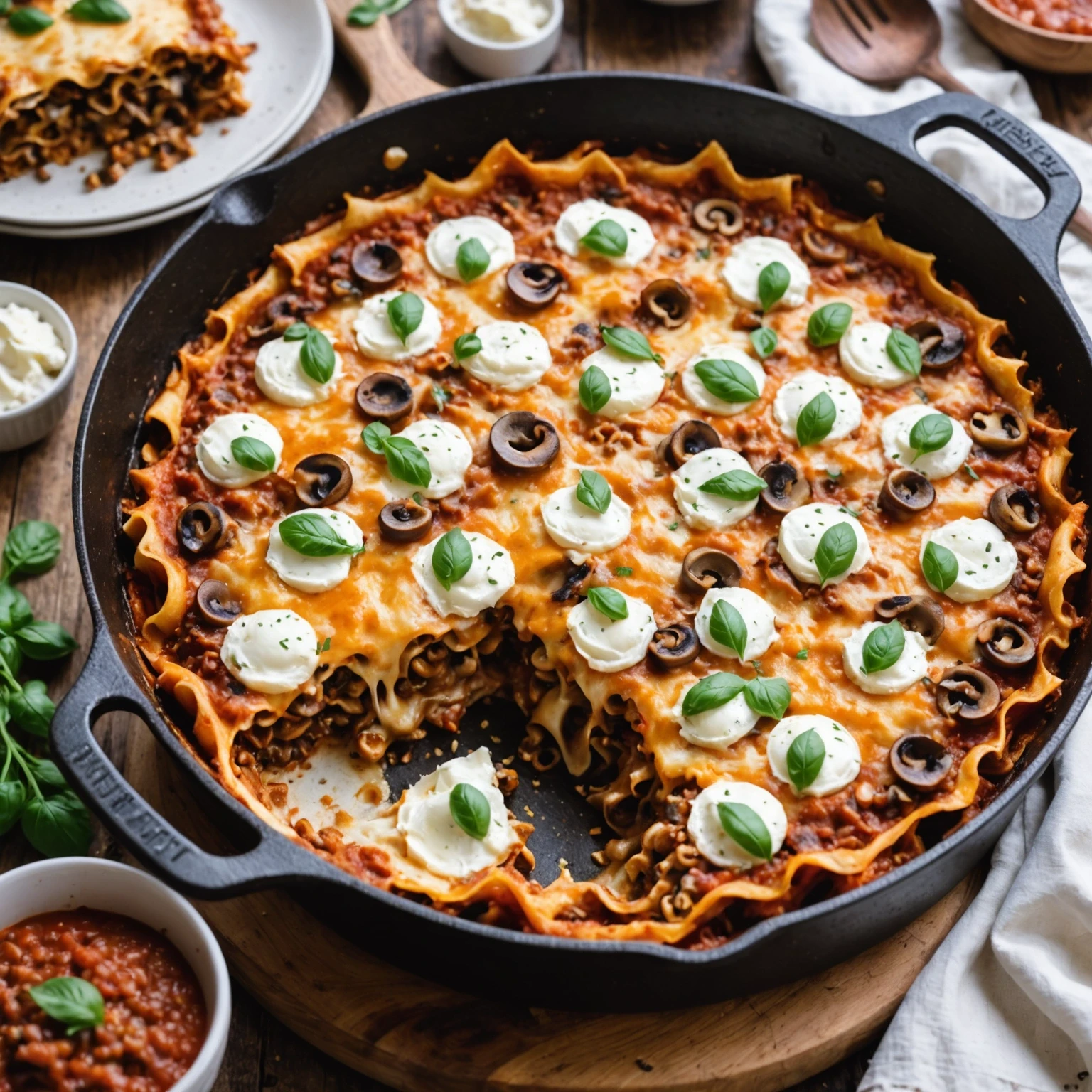 One-Pot Vegetarian Mushroom and Lentil Lasagna