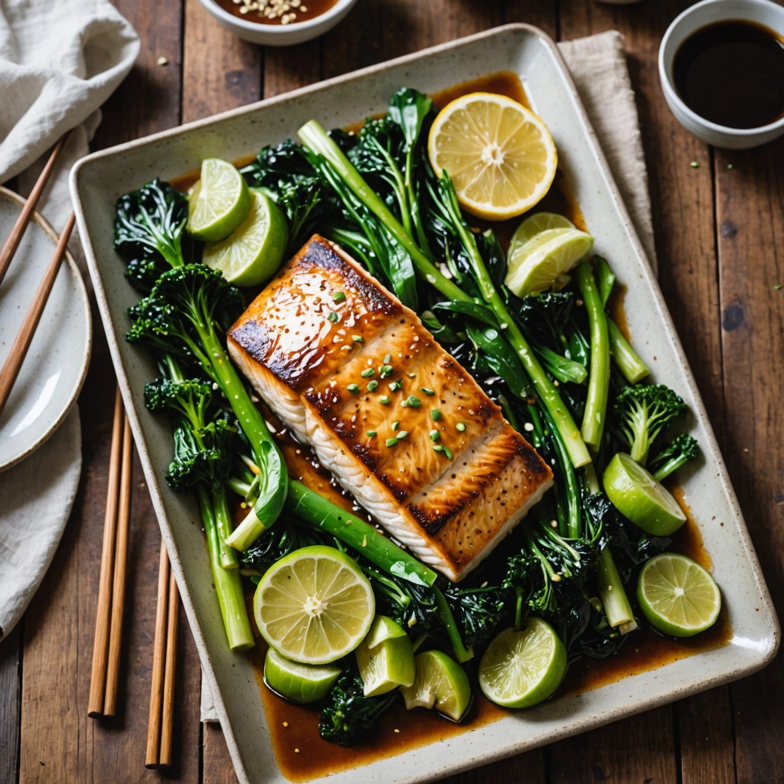 Sheet Pan Ginger-Soy Glazed Mahi Mahi with Roasted Bok Choy