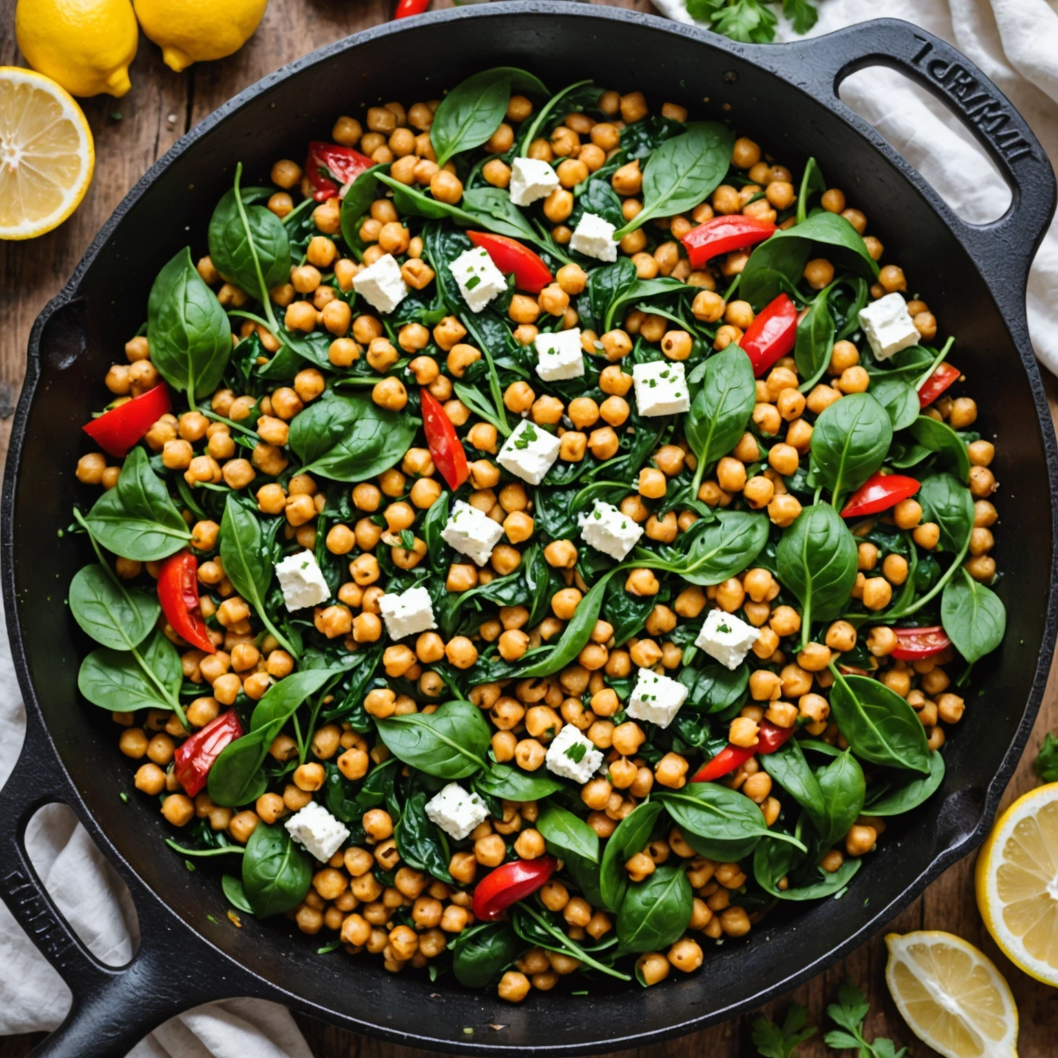 Skillet Mediterranean Chickpea and Spinach Sauté