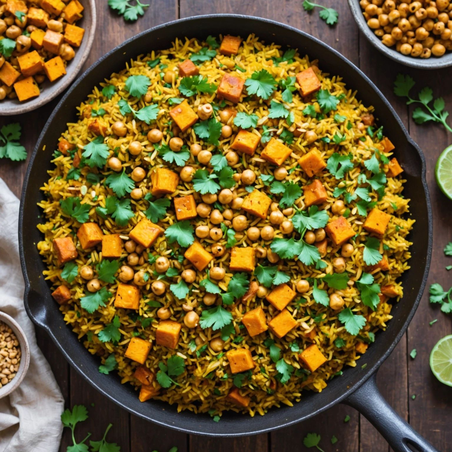 One-Pot Indian-Spiced Chickpea and Sweet Potato Biryani