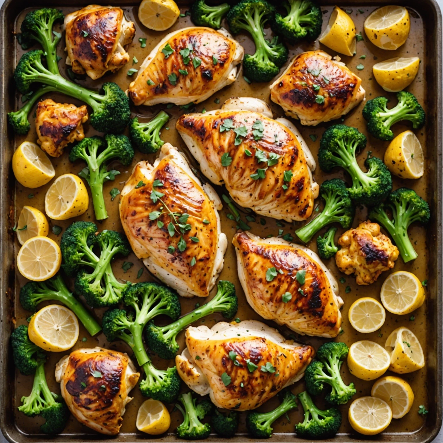 One-Pan Dijon Mustard Glazed Chicken Breast with Roasted Cauliflower and Broccoli