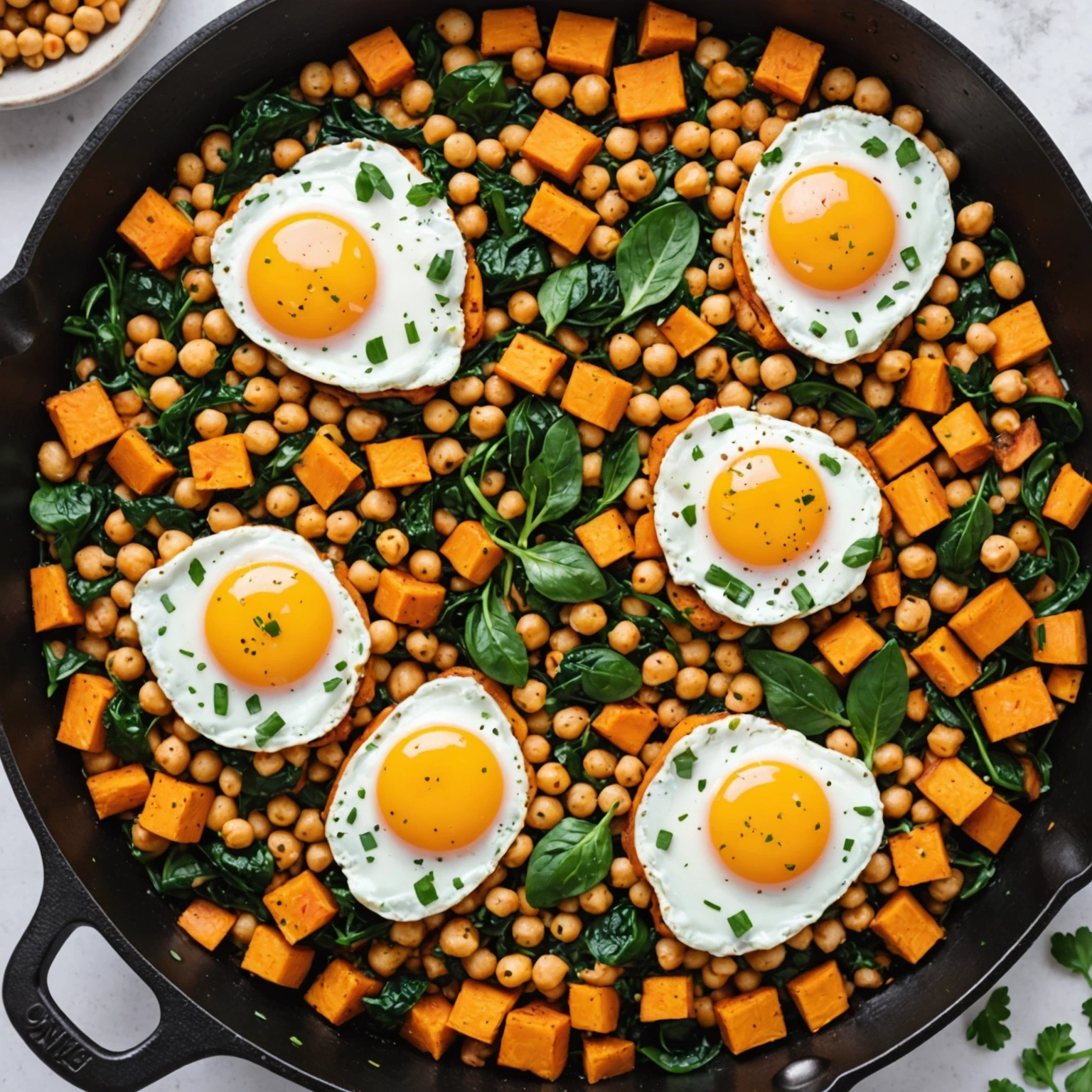 Skillet Sweet Potato and Chickpea Breakfast Hash