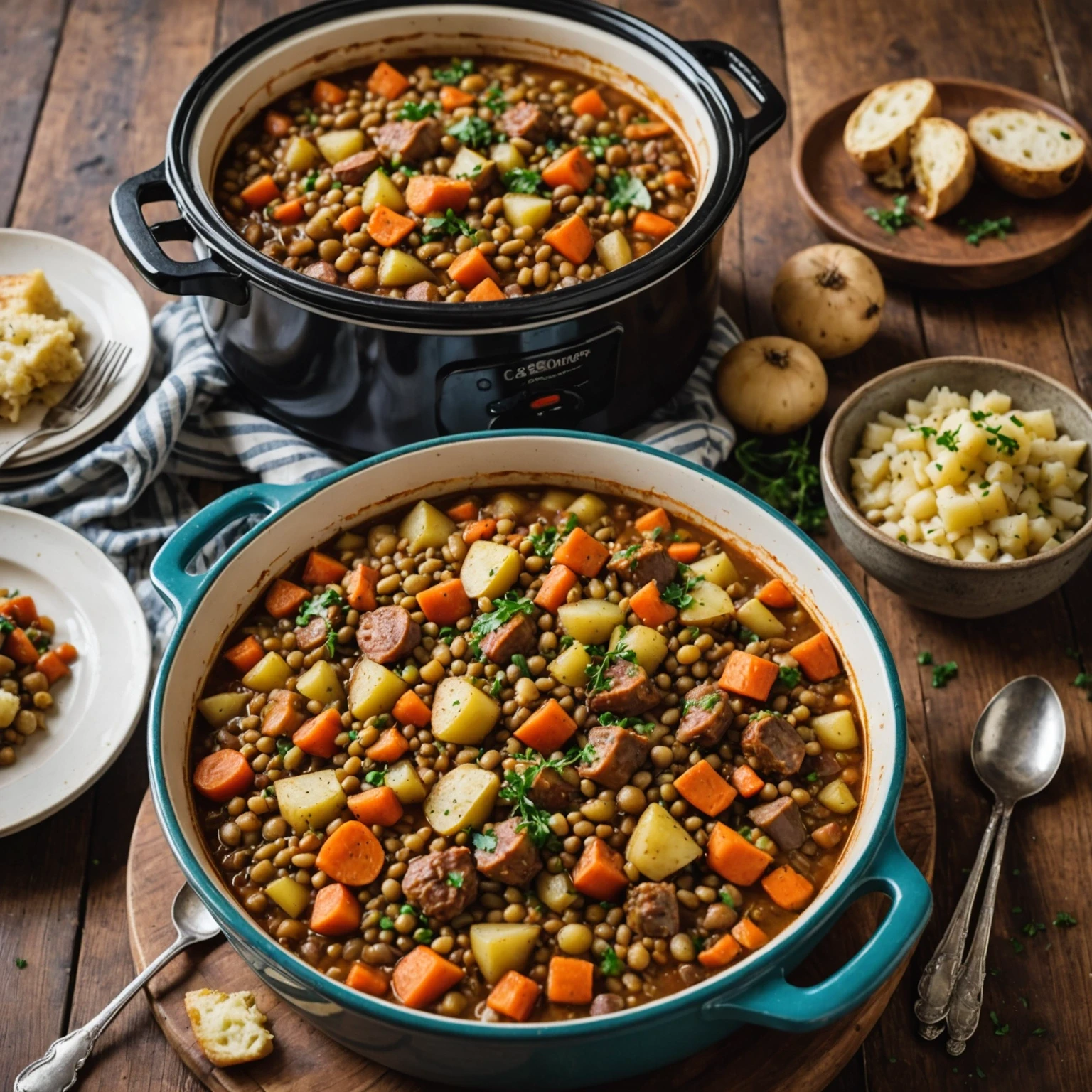 Slow Cooker French Lentil and Root Vegetable Cassoulet
