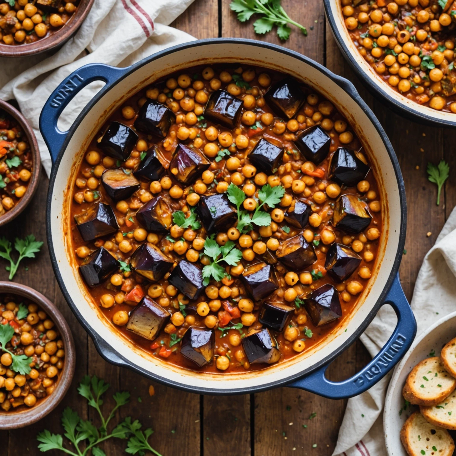 One-Pot Moroccan-Spiced Eggplant and Chickpea Tagine