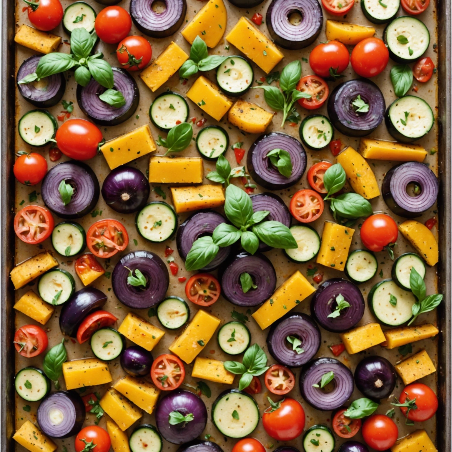One-Pan Sheet Pan Ratatouille with Herbed Polenta