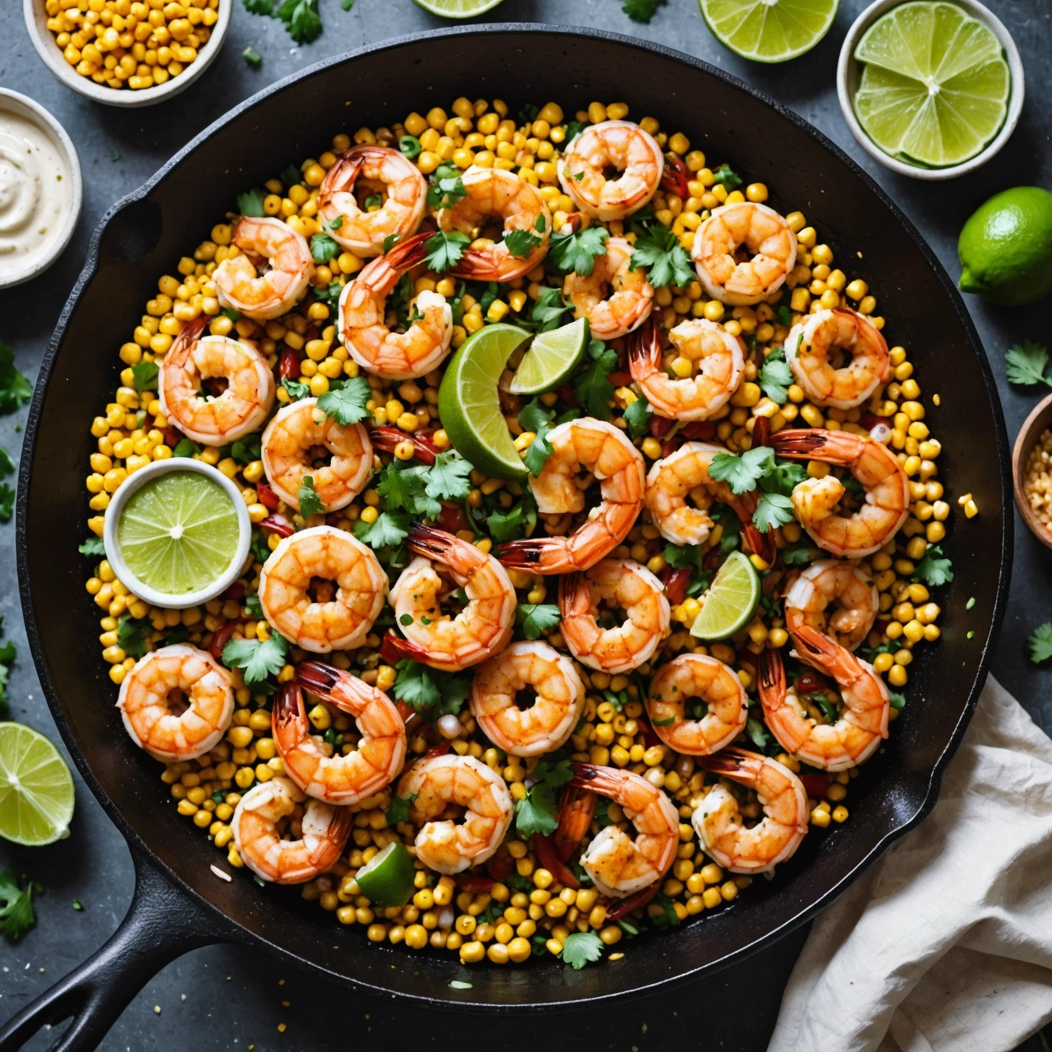 One-Pan Chili Lime Grilled Shrimp with Mexican Street Corn
