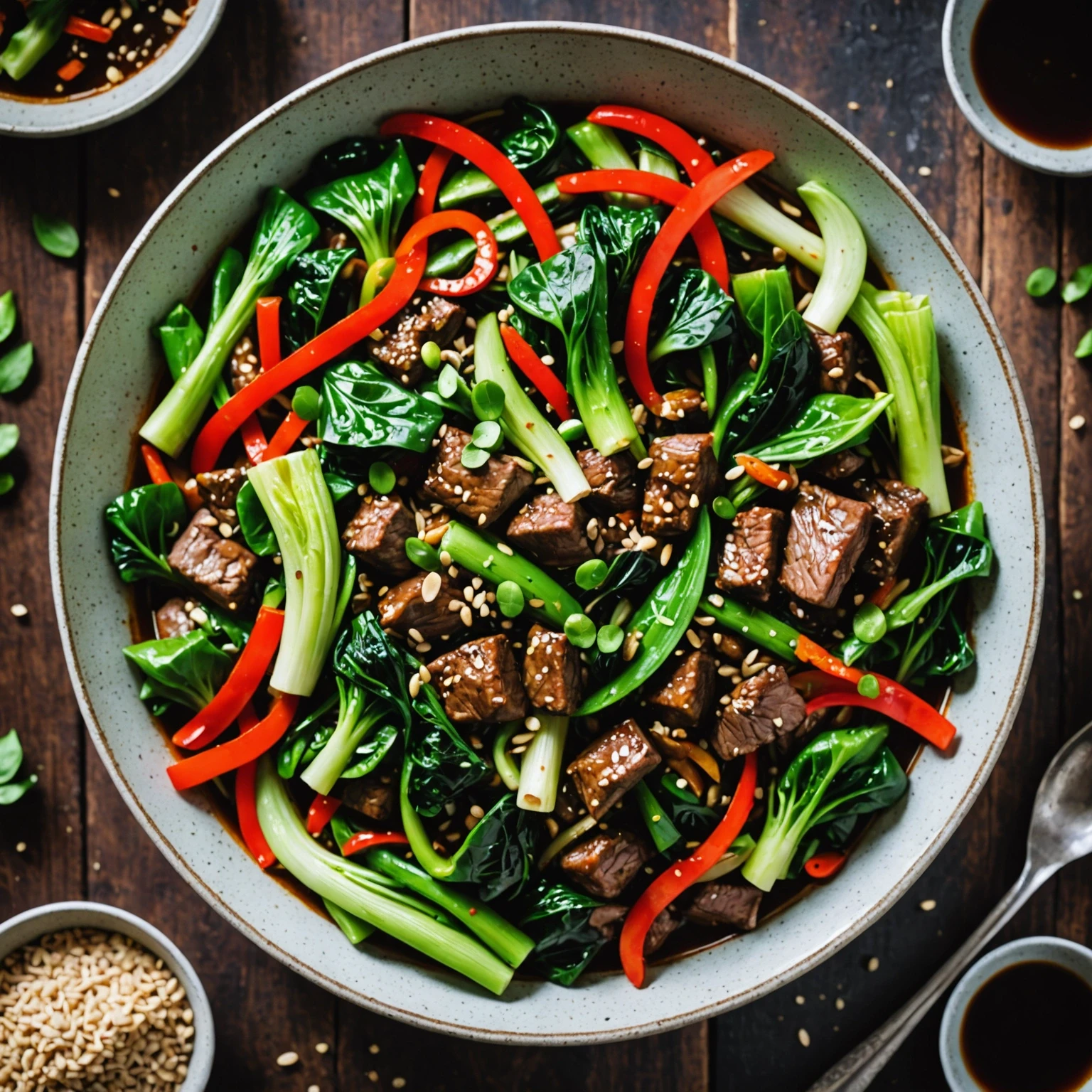 One-Pot Asian-Inspired Ginger Beef and Bok Choy Stir-Fry
