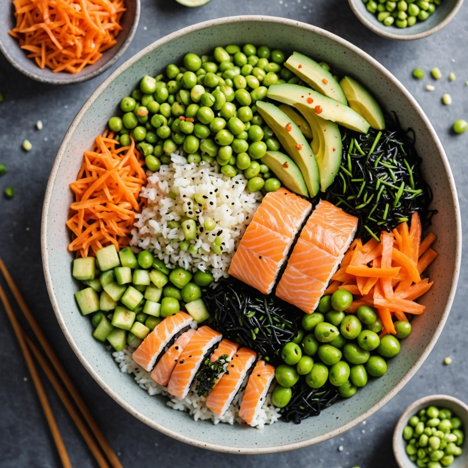 Low-Carb Pescatarian Cauliflower Rice Sushi Bowls