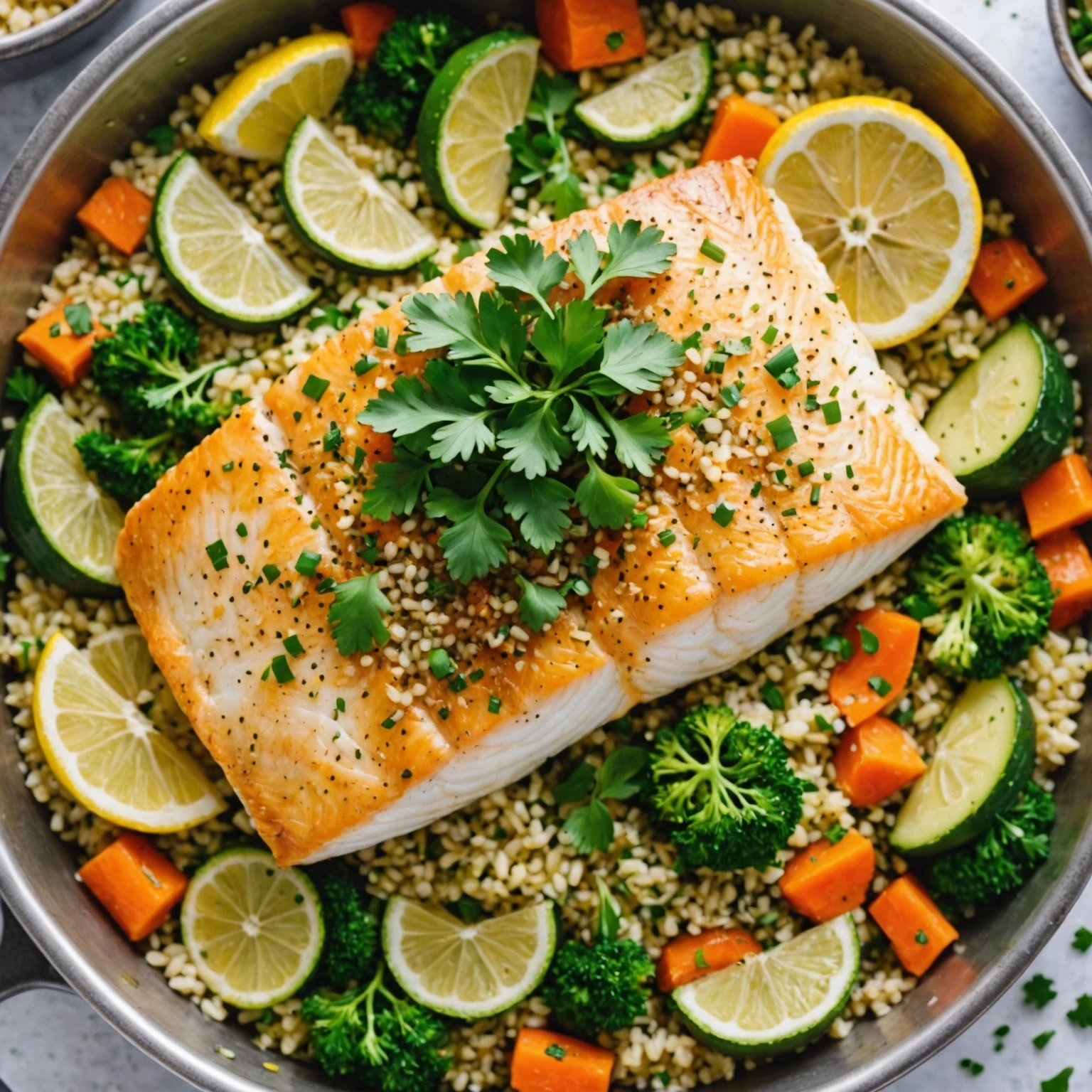Instant Pot Pescatarian Lemon Herb Cod and Quinoa Pilaf