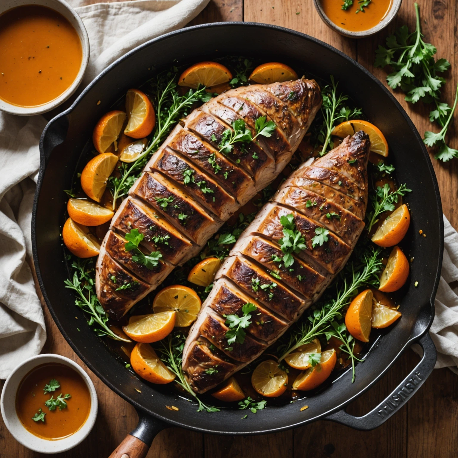 One-Pan Herb-Crusted Duck Breast with Roasted Fennel and Orange Glaze