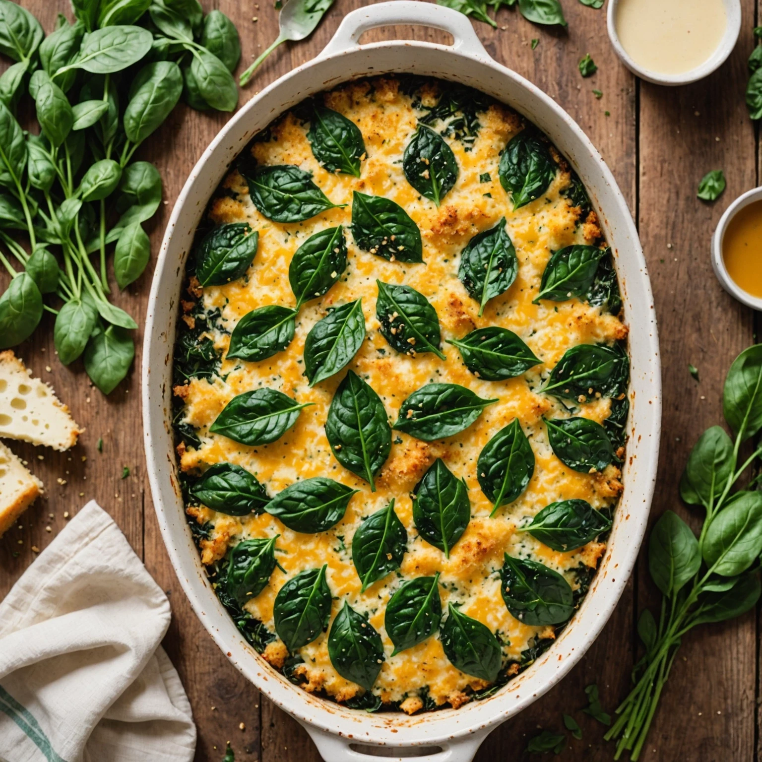 Cheesy Spinach and Potato Casserole with Parmesan Breadcrumb Topping