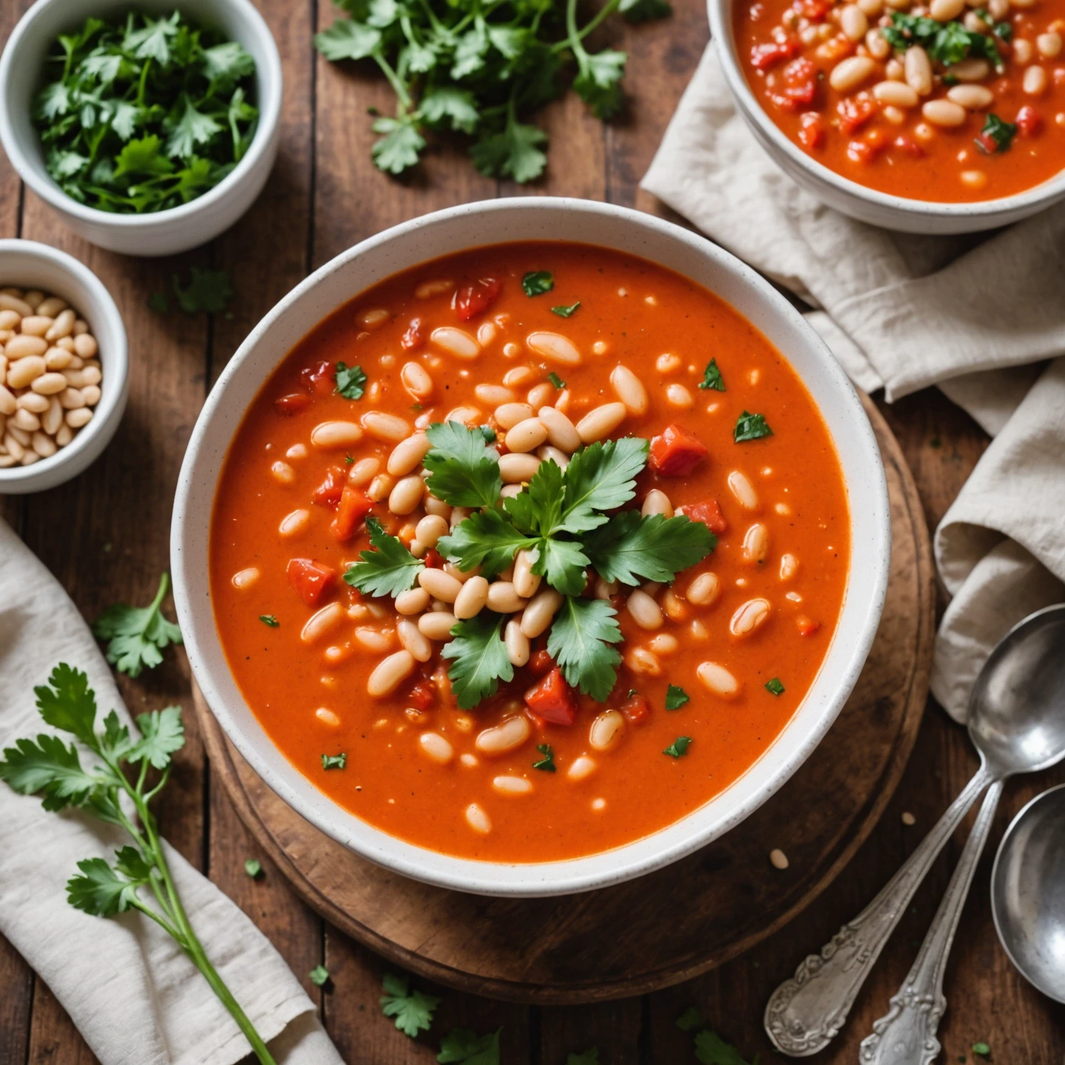 One-Pot Roasted Red Pepper and White Bean Soup