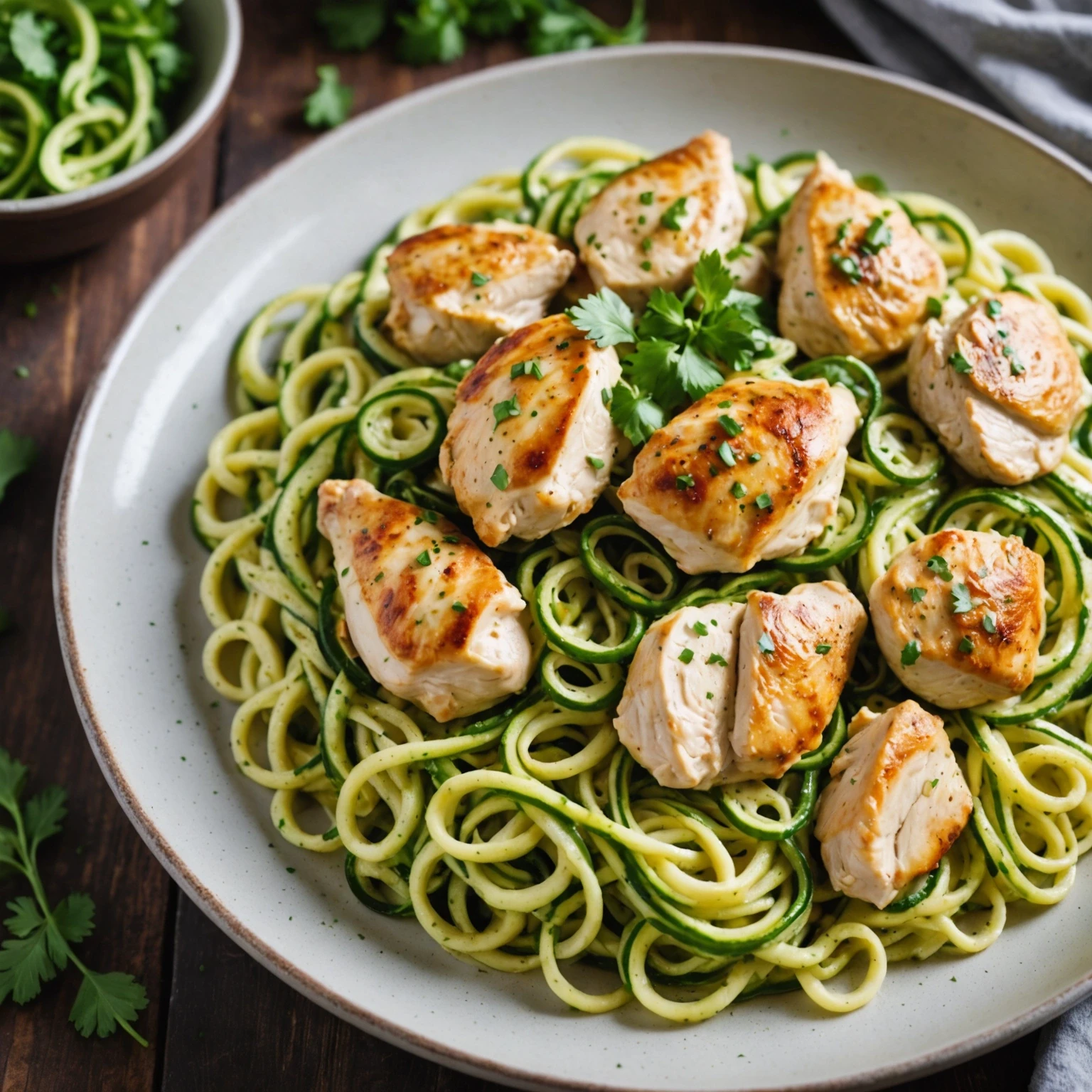 One-Pot Low-Carb Chicken Alfredo Zucchini Noodles