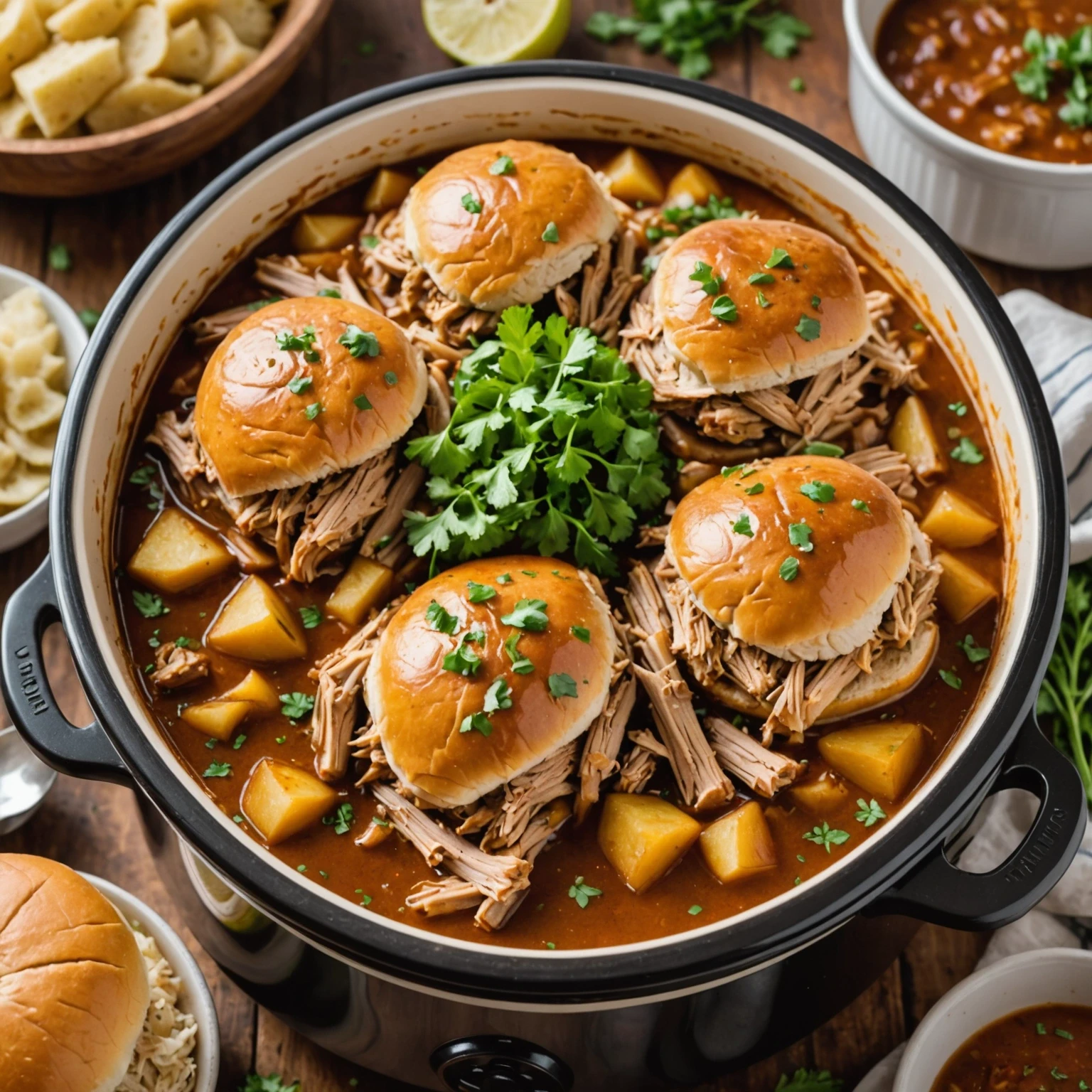 Slow Cooker Spiced Apple Cider Pulled Chicken