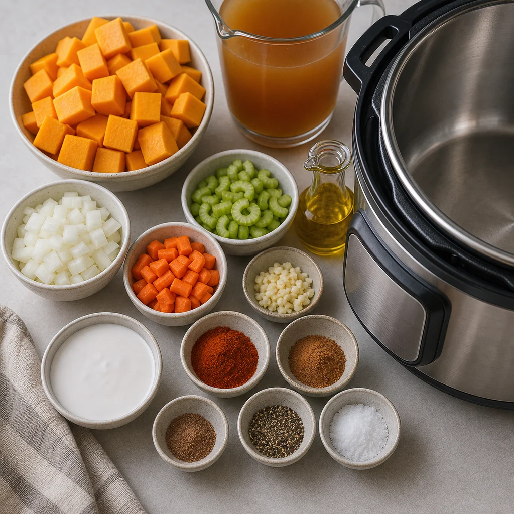 Ingredients for Instant Pot Creamy Butternut Squash Soup