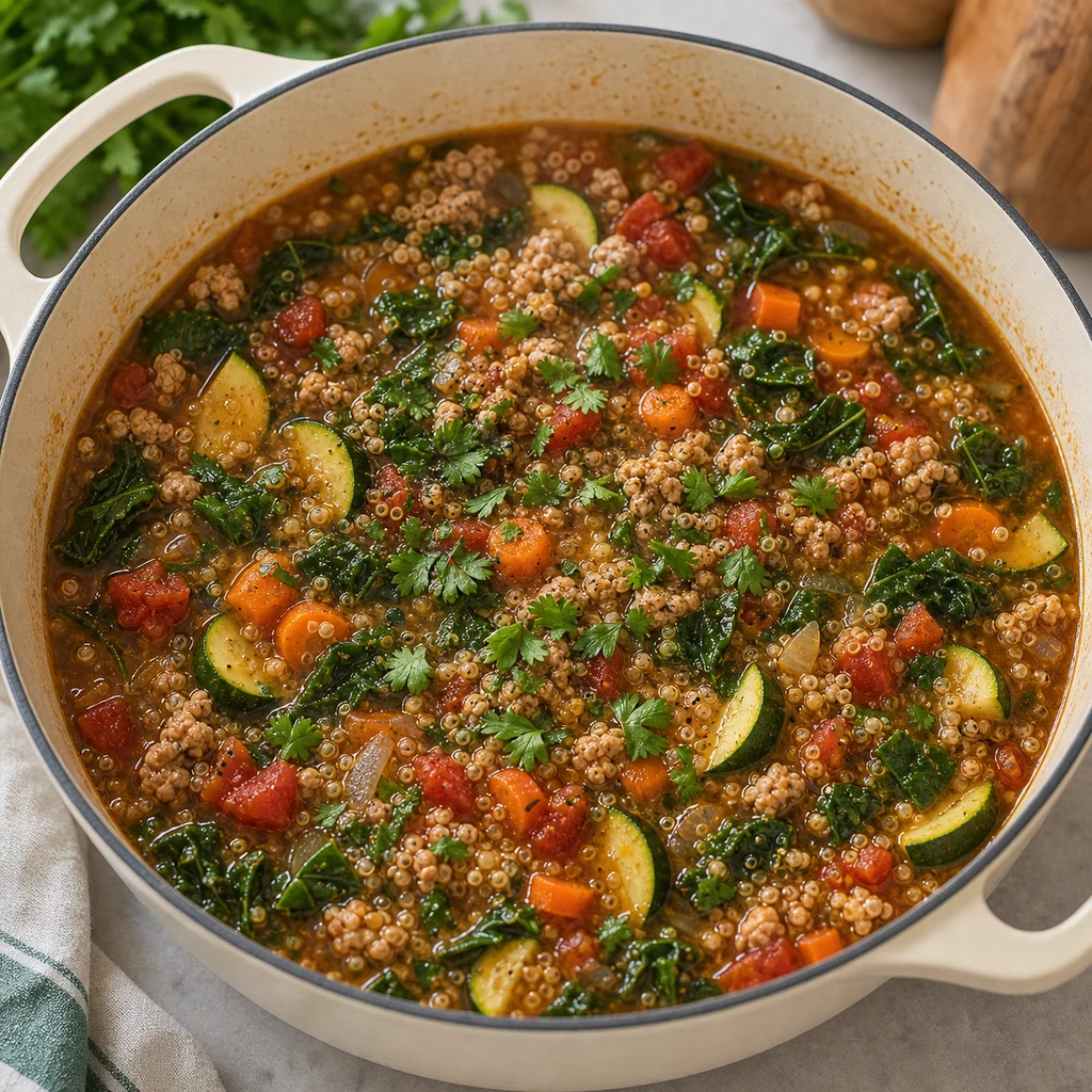International High-Protein One-Pot Soups cooking in the recommended pan or pot