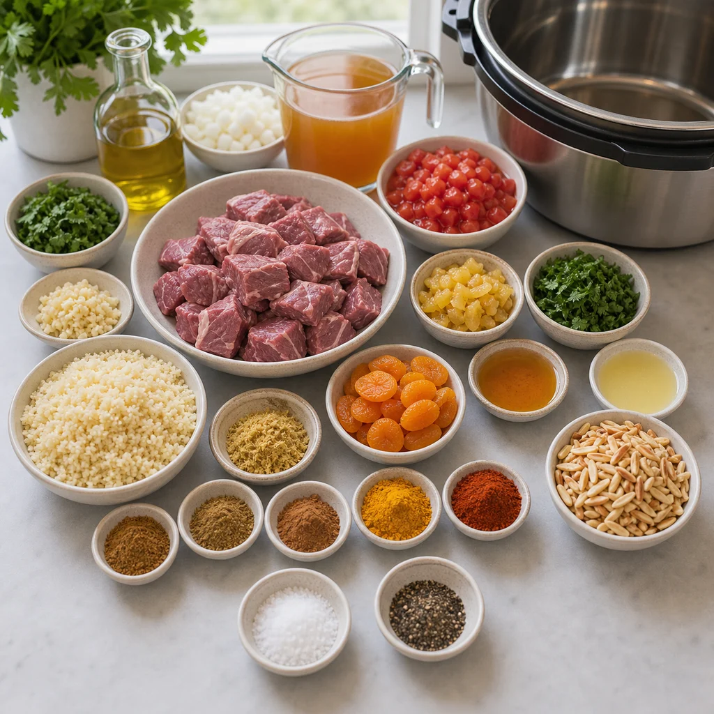 Ingredients for Instant Pot Moroccan Lamb and Apricot Tagine