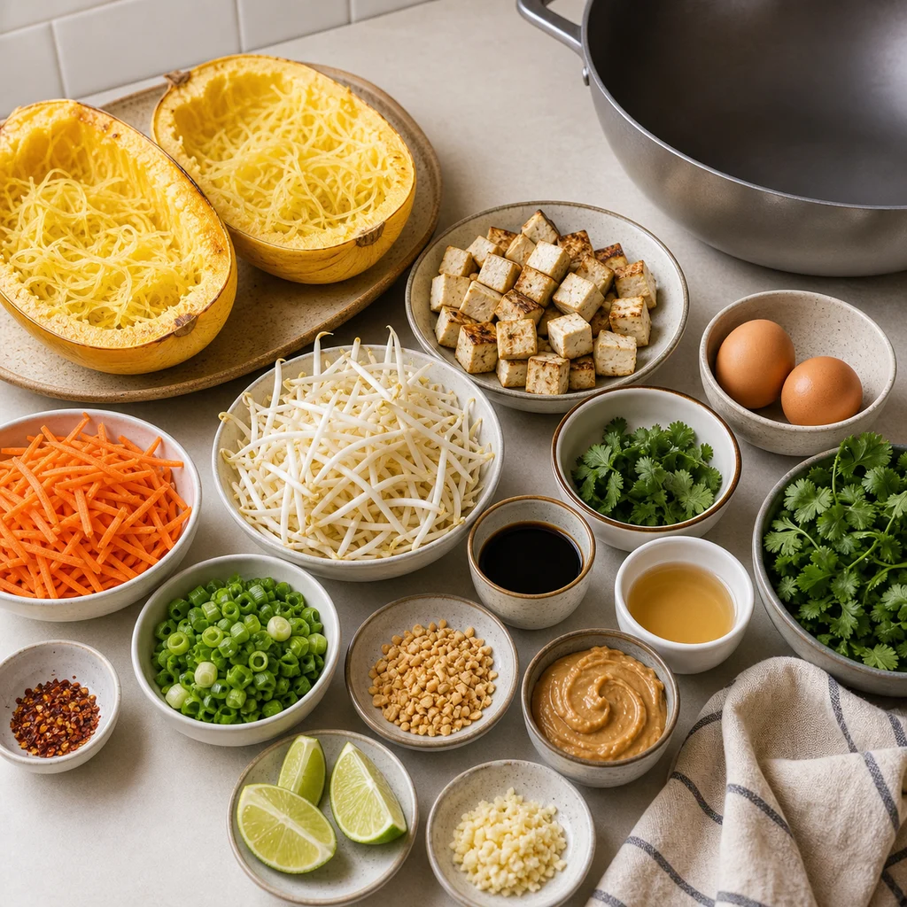 Ingredients for One-Pot Spaghetti Squash Pad Thai