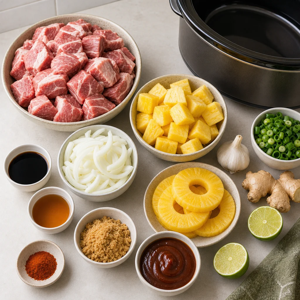 Ingredients for Slow Cooker Hawaiian BBQ Pulled Pork with Pineapple
