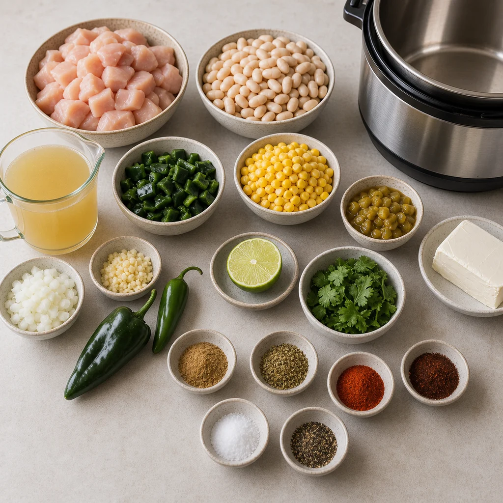 Ingredients for Instant Pot Hearty Chicken and White Bean Chili