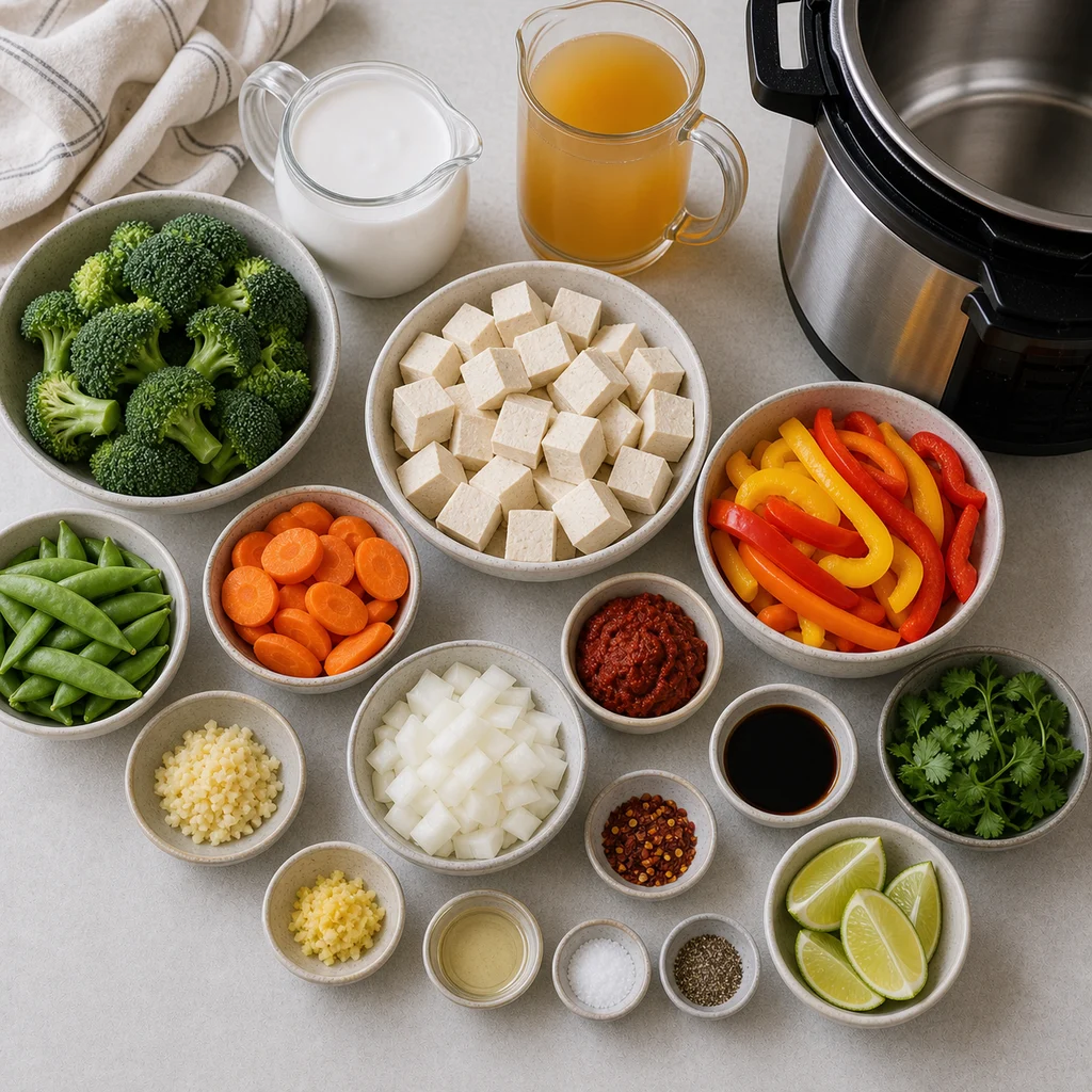 Ingredients for Instant Pot Spicy Tofu and Vegetable Curry