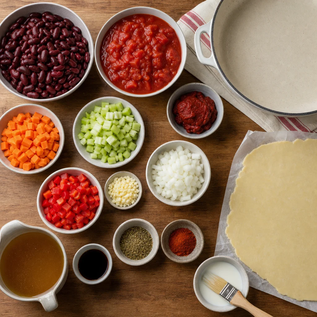 Ingredients for Classic British Baked Kidney Bean and Tomato Pie