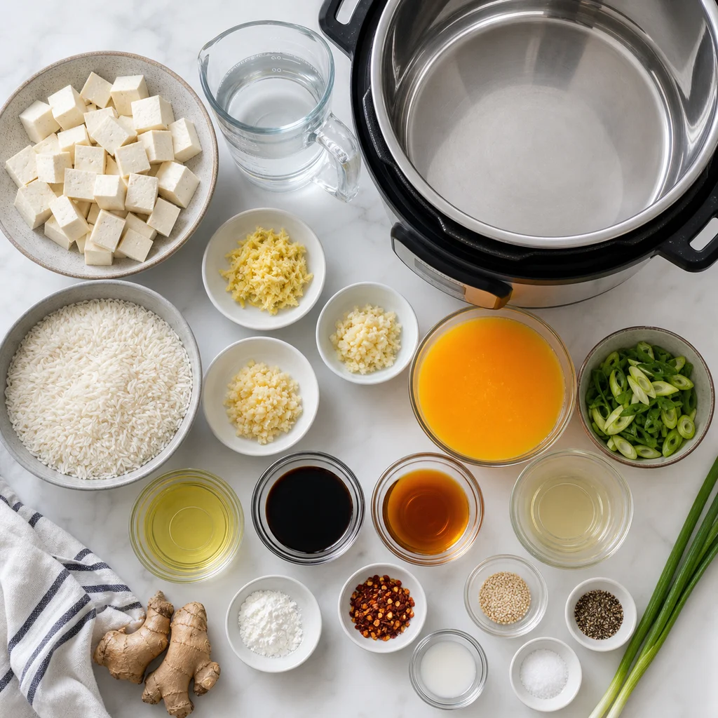 Ingredients for Instant Pot Orange-Glazed Tofu with Ginger Rice