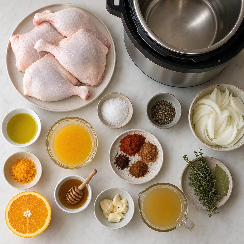Ingredients for Instant Pot Spiced Orange-Glazed Duck Leg Confit