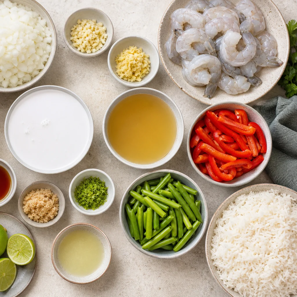 Ingredients for Instant Pot Coconut Lime Thai Prawn Curry