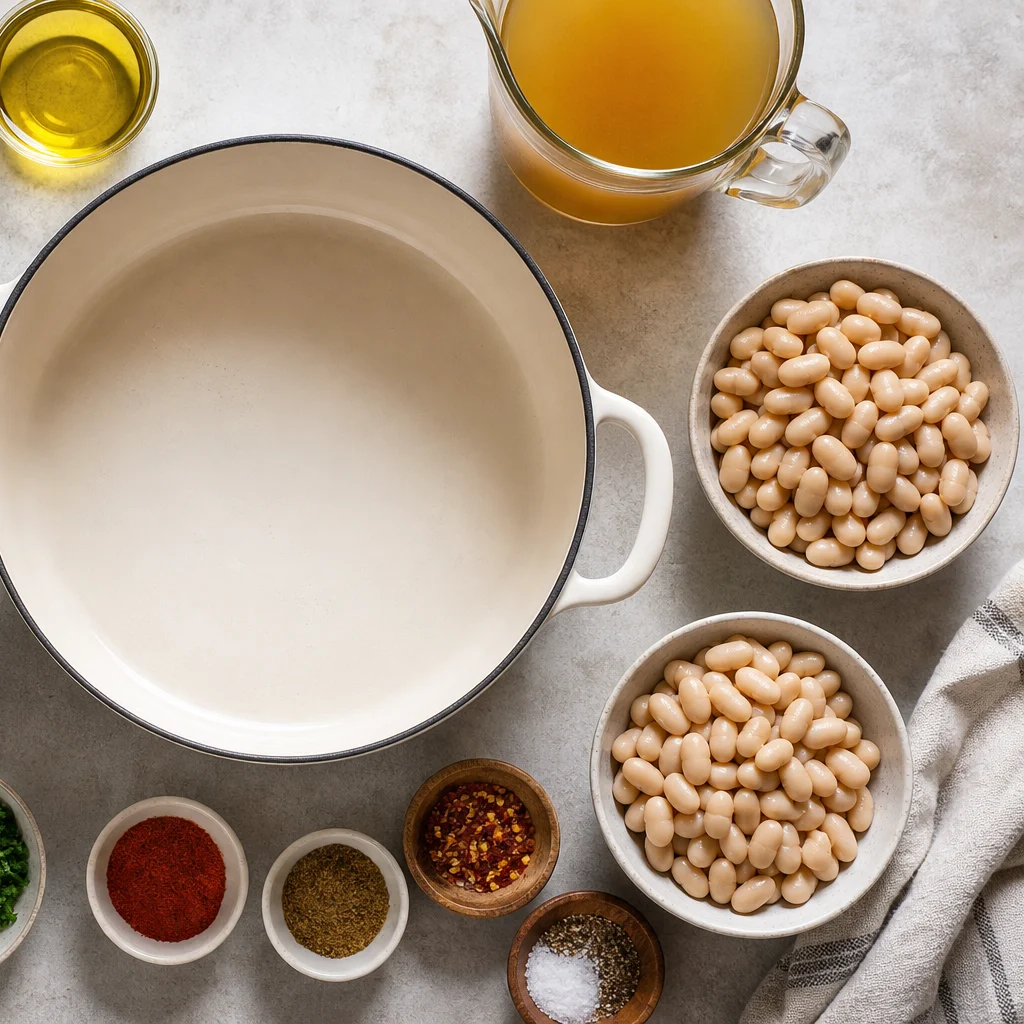 Ingredients for One-Pot Roasted Red Pepper and White Bean Soup