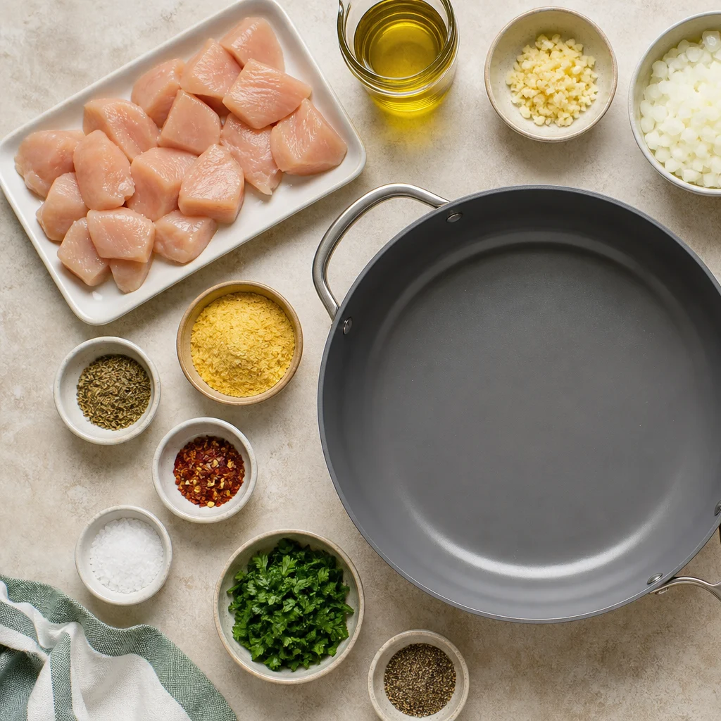 Ingredients for One-Pot Low-Carb Chicken Alfredo Zucchini Noodles