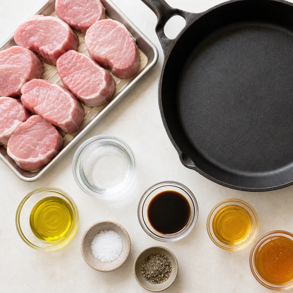 Ingredients for Skillet Honey Garlic Glazed Pork Tenderloin with Green Beans